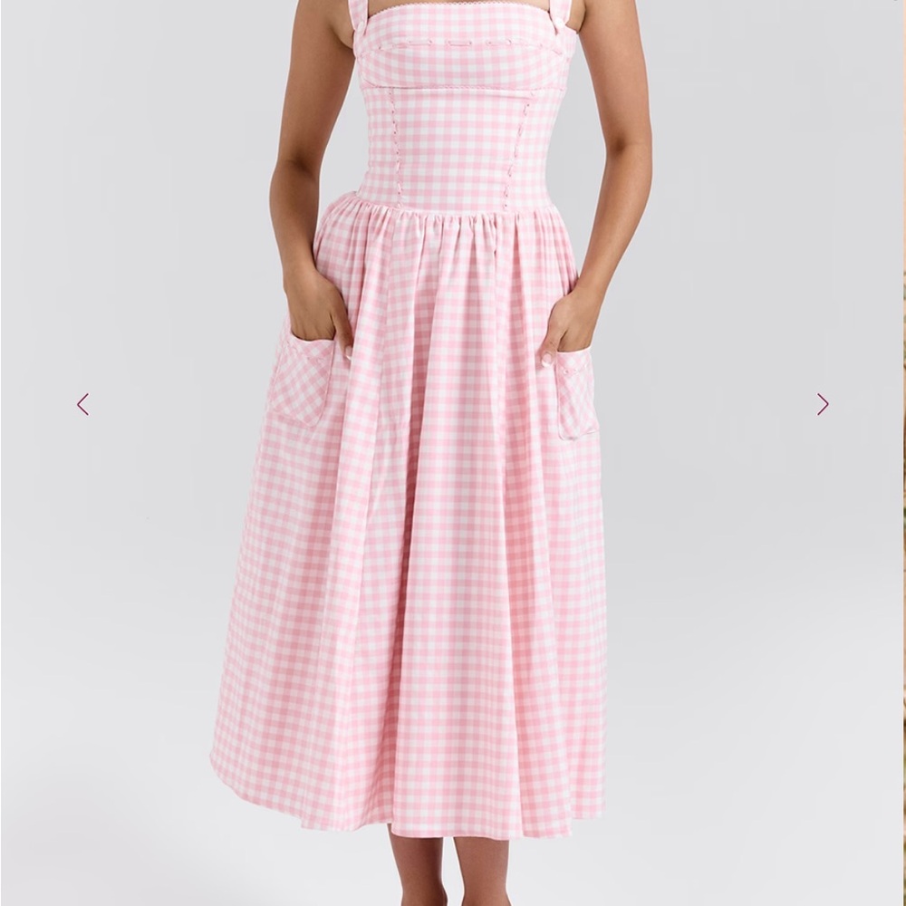 Vivien Strawberry Shortcake Gingham Midi Dress NWOT